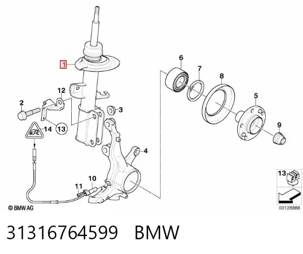 Amortyzator przedni lewy 31316764599 BMW