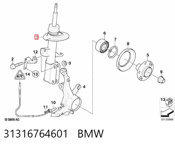 Amortyzator przedni lewy 31316764601 BMW