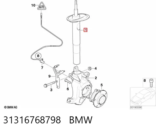 Amortyzator przedni prawy 31316768798 BMW