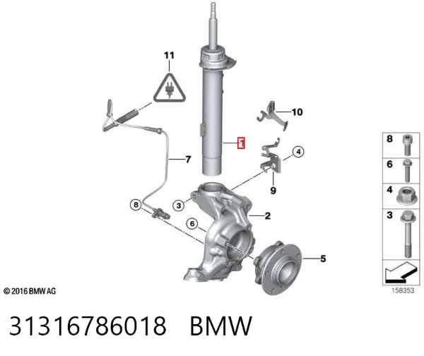 Amortyzator przedni prawy 31316786018 BMW