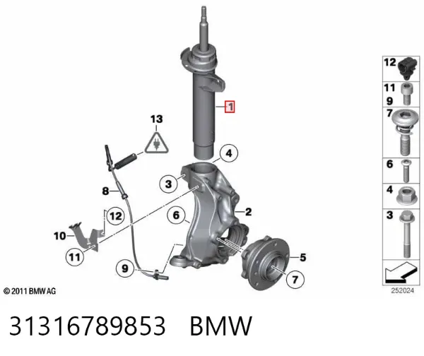 Amortyzator przedni lewy 31316789853 BMW