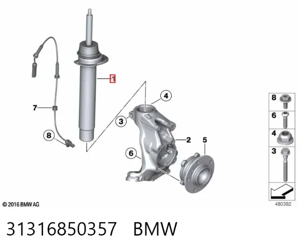Amortyzator przedni 31316850357 BMW