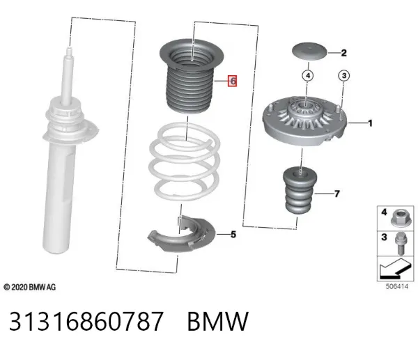 Odbój amortyzatora przedniego + osłona 31316860787 BMW