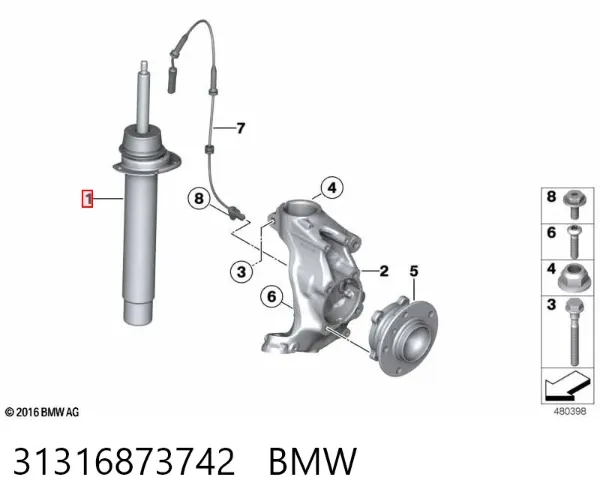 Amortyzator przedni 31316873742 BMW