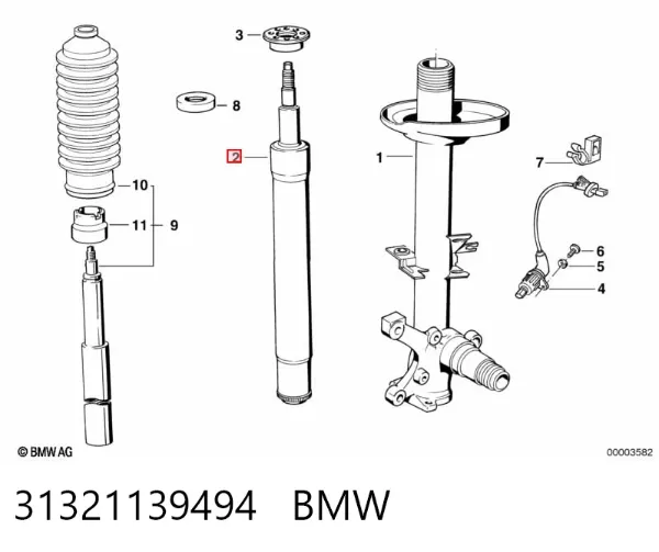 Amortyzator przedni 31321139494 BMW