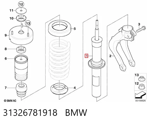 Amortyzator przedni 31326781918 BMW