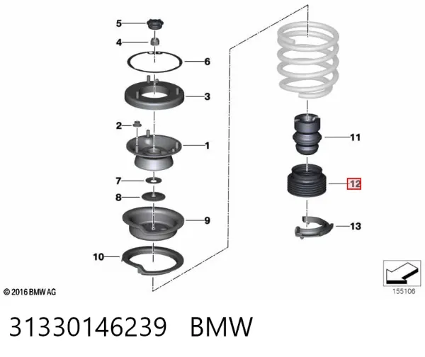 Odbój amortyzatora przedniego + osłona 31330146239 BMW