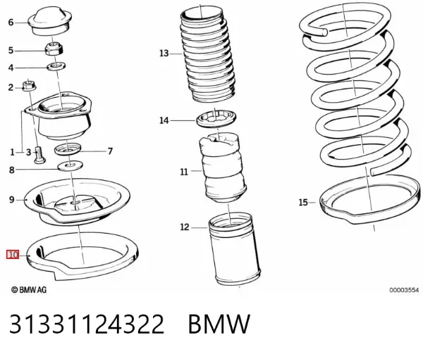 Pierścień gumowy sprężyny przedniej dolny 31331124322 BMW