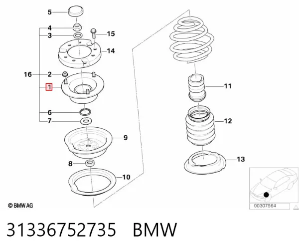 Poduszka amortyzatora przedniego 31336752735 BMW