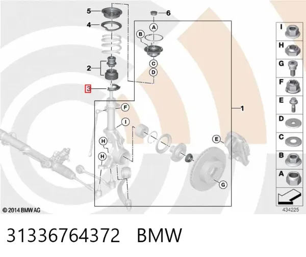 Pierścień gumowy sprężyny przedniej dolny 31336764372 BMW