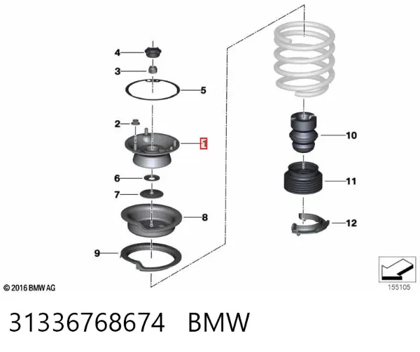 Poduszka amortyzatora przedniego 31336768674 BMW
