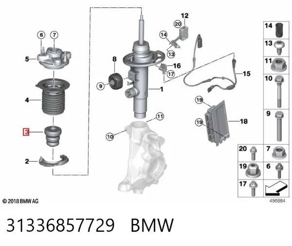 Odbój amortyzatora przedniego 31336857729 BMW