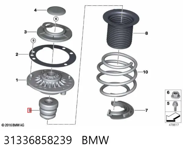 Odbój amortyzatora przedniego 31336858239 BMW