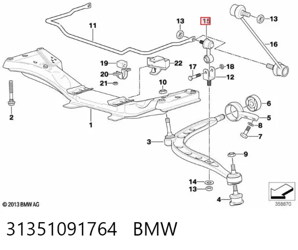 Łącznik stabilizatora przedniego 31351091764 BMW