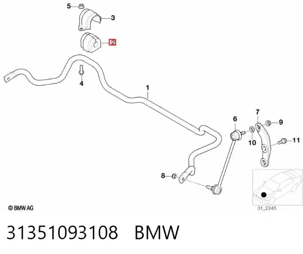 Tuleja stabilizatora przedniego 31351093108 BMW