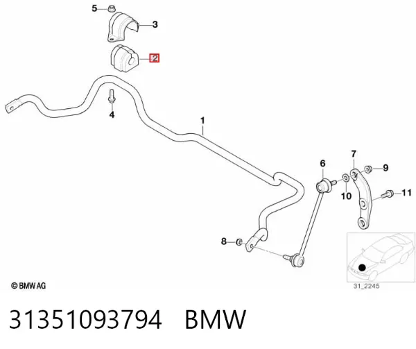 Tuleja stabilizatora przedniego 31351093794 BMW