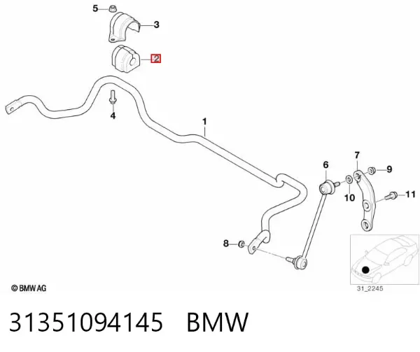 Tuleja stabilizatora przedniego 31351094145 BMW
