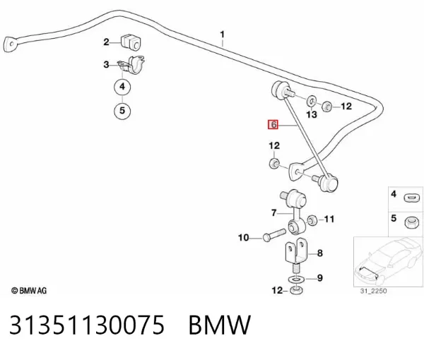 Łącznik stabilizatora przedniego 31351130075 BMW