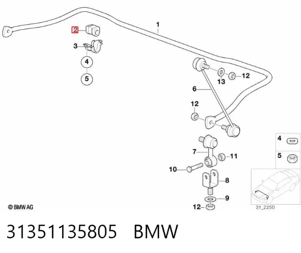 Tuleja stabilizatora przedniego 31351135805 BMW