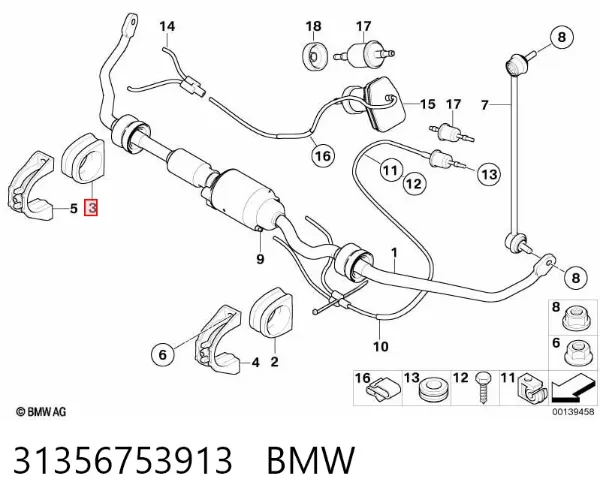 Tuleja stabilizatora przedniego 31356753913 BMW