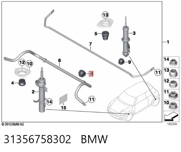 Tuleja stabilizatora przedniego 31356758302 BMW