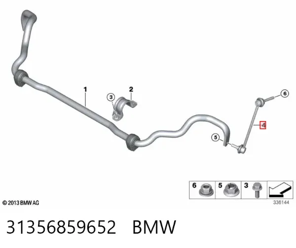 Łącznik stabilizatora przedniego prawy 31356859652 BMW
