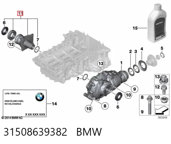Wspornik (trawers) przedniego reduktora prawy 31508639382 BMW