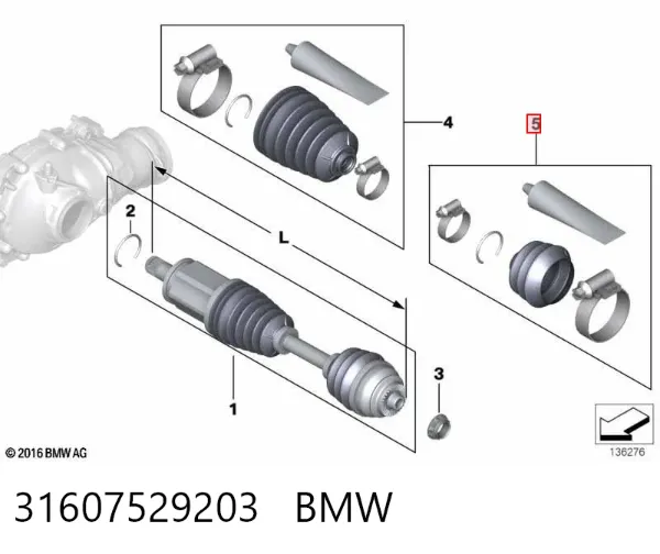 Osłona przegubu homokinetycznego półosi przedniej zewnętrzna 31607529203 BMW