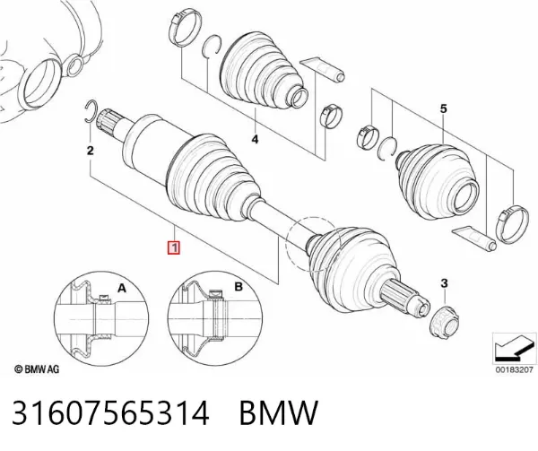 Półoś napędowa przednia prawa 31607565314 BMW