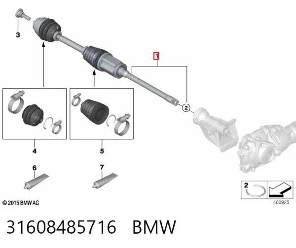 Półoś napędowa przednia prawa BMW 3 G20, G80, G28
