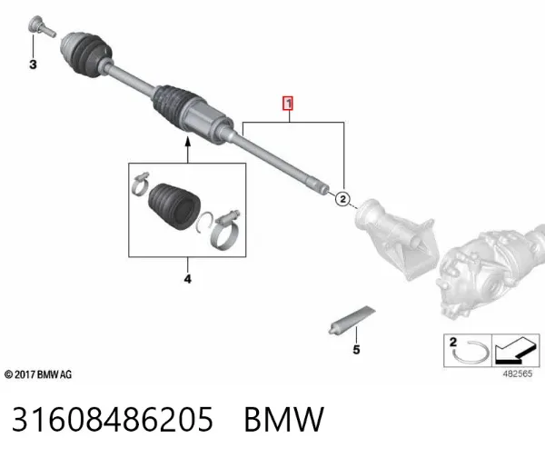 Półoś napędowa przednia prawa 31608486205 BMW