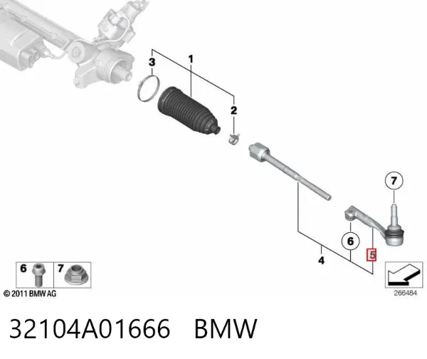 Końcówka drążka kierowniczego zewnętrzna 32104A01666 BMW