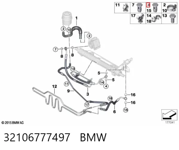 Listwa kierownicza (maglownica) 32106777497 BMW