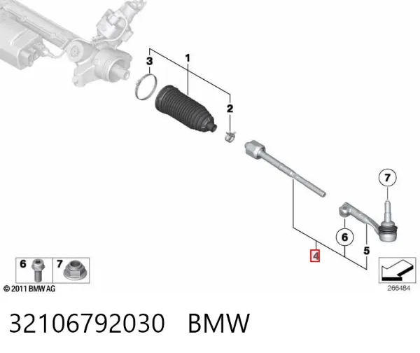 Drążek kierowniczy prawy, kompletny 32106792030 BMW