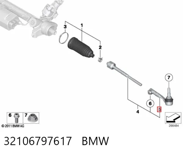 Końcówka drążka kierowniczego zewnętrzna 32106797617 BMW