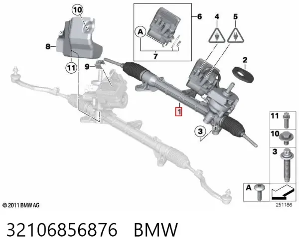 Listwa kierownicza (maglownica) 32106856876 BMW