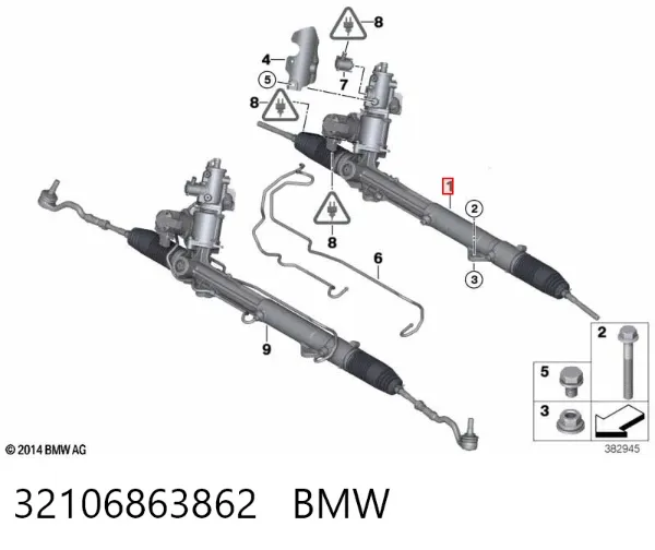 Listwa kierownicza (maglownica) 32106863862 BMW