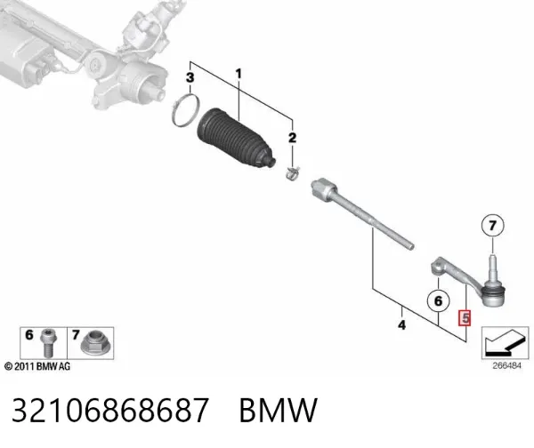 Końcówka drążka kierowniczego zewnętrzna 32106868687 BMW