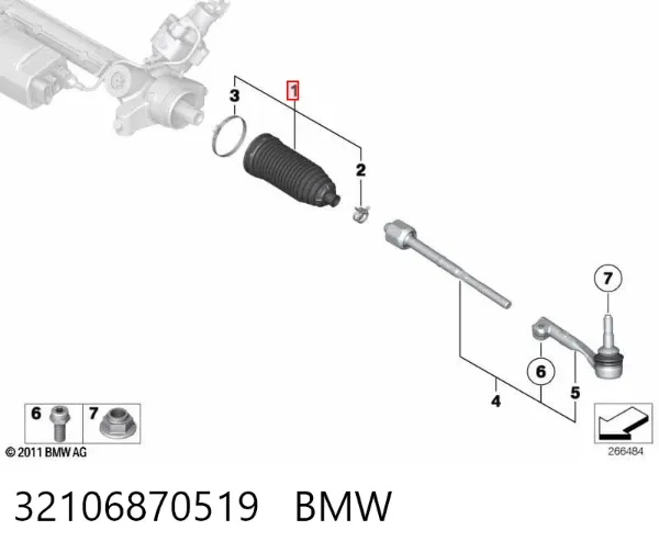 Osłona mechanizmu kierowniczego (maglownicy) 32106870519 BMW