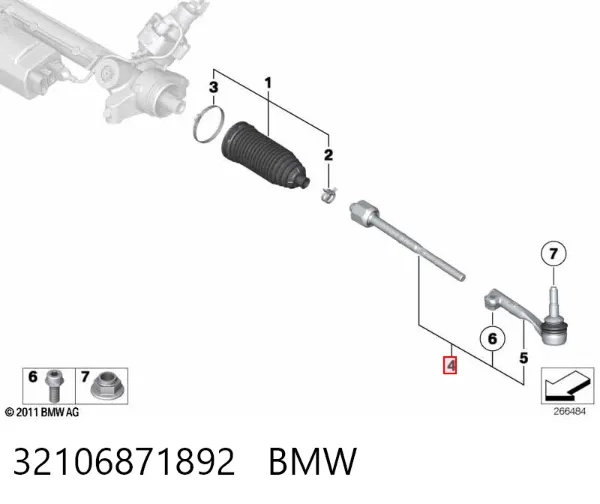 Drążek kierowniczy 32106871892 BMW