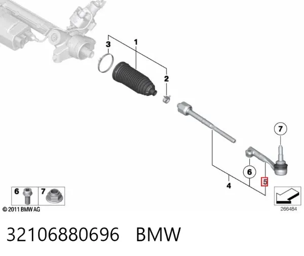 Końcówka drążka kierowniczego zewnętrzna 32106880696 BMW