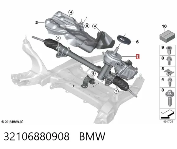 Listwa kierownicza (maglownica) 32106880908 BMW