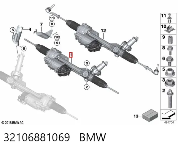 Listwa kierownicza (maglownica) 32106881069 BMW