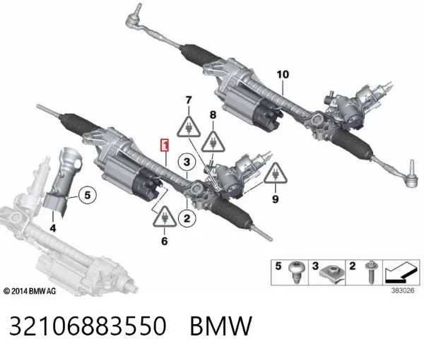 Listwa kierownicza (maglownica) 32106883550 BMW