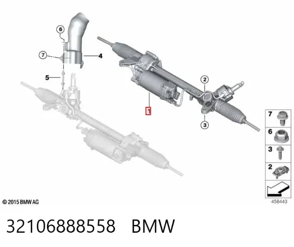 Listwa kierownicza (maglownica) 32106888558 BMW