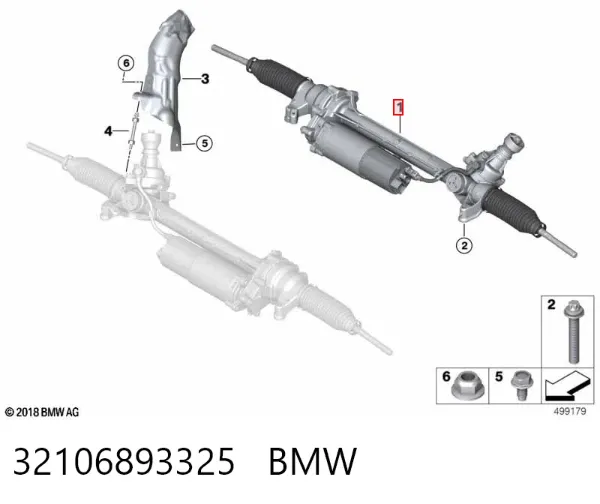 Listwa kierownicza (maglownica) 32106893325 BMW