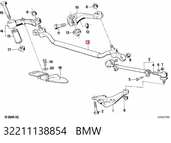 Drążek kierowniczy środkowy 32211138854 BMW