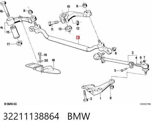 Drążek kierowniczy środkowy 32211138864 BMW