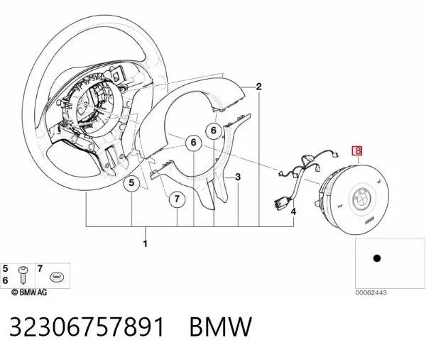 Poduszka powietrzna (Airbag) kierowcy 32306757891 BMW