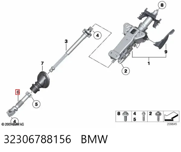 Wał Cardana kolumny kierowniczej dolny 32306788156 BMW